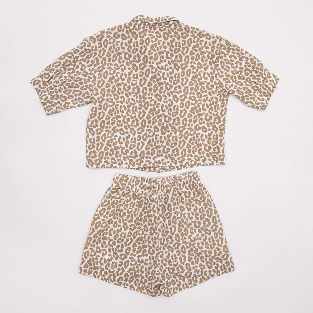 07864077-43 Костюм муслиновый рубашка + шорты для девочки Леопард, все фото 2