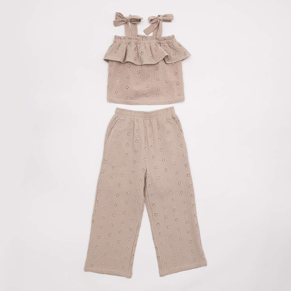 07864087-40 Комплект одежды для девочки (блузка+брюки) бежевый, все фото 1