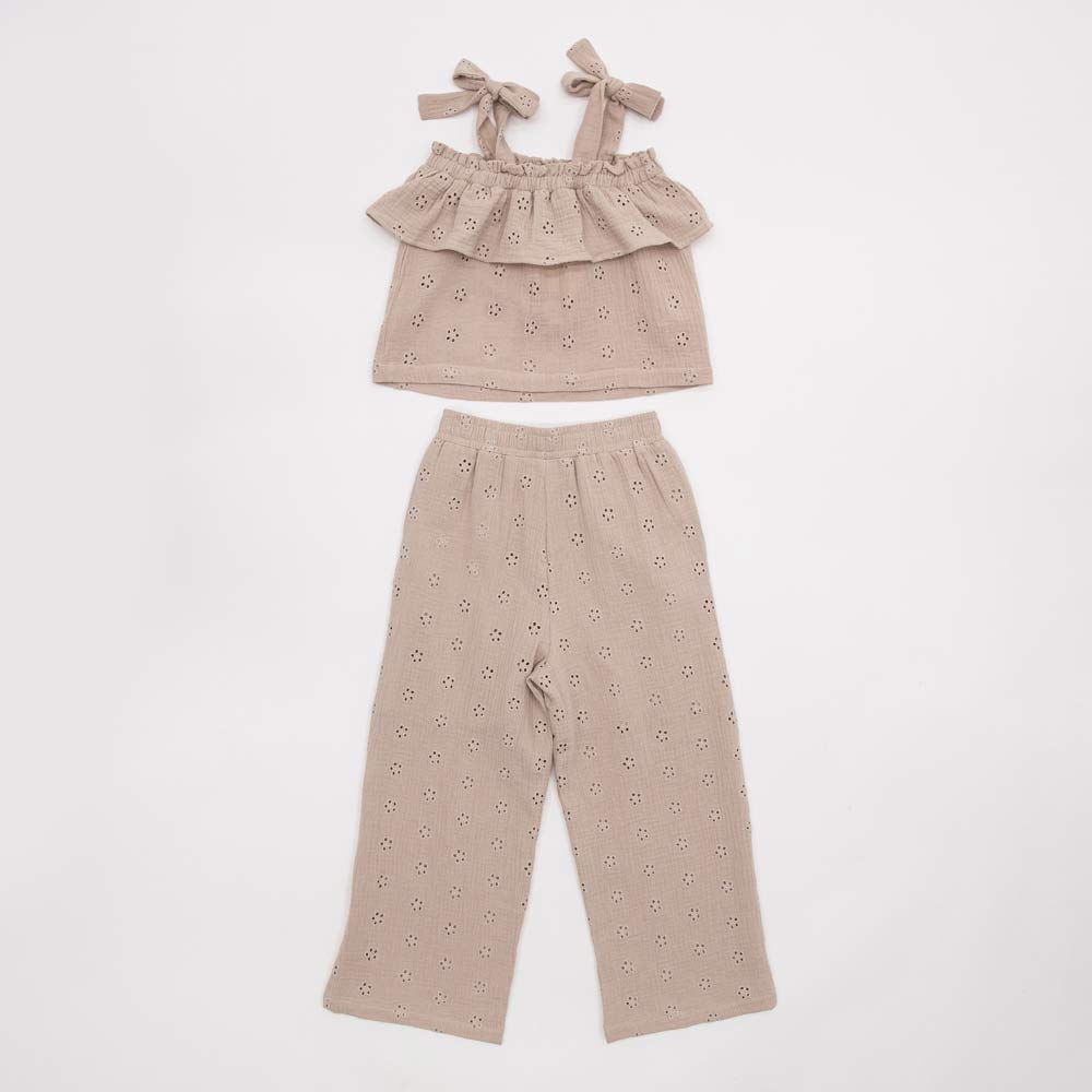07864087-40 Комплект одежды для девочки (блузка+брюки) бежевый, все фото 2