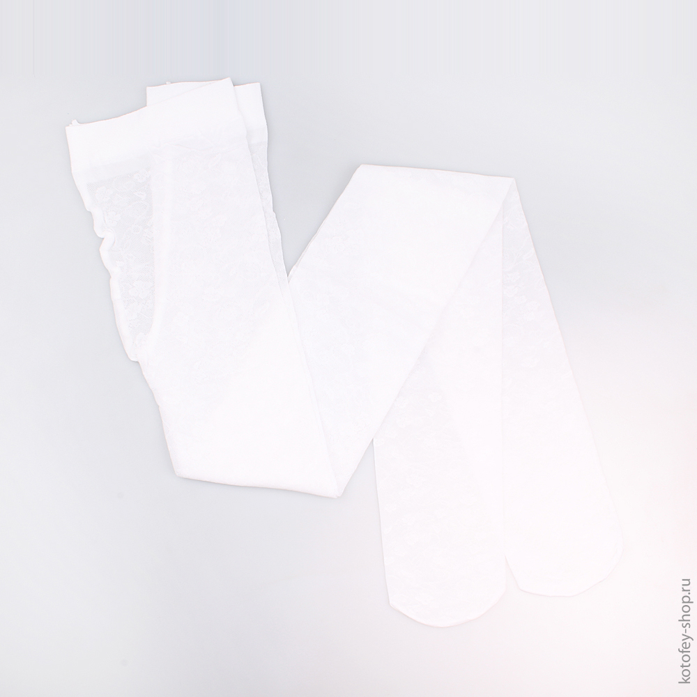 07831162-30 Колготки эластичные с рисунуом цветы белые, все фото 1