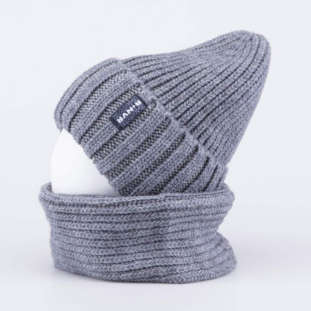 07711579-40 Шапка и снуд серый, все фото 2