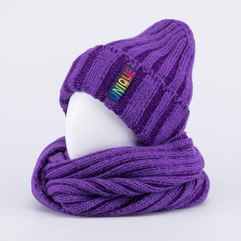 07811571-41 Шапка и снуд фиолетовый, все фото 1