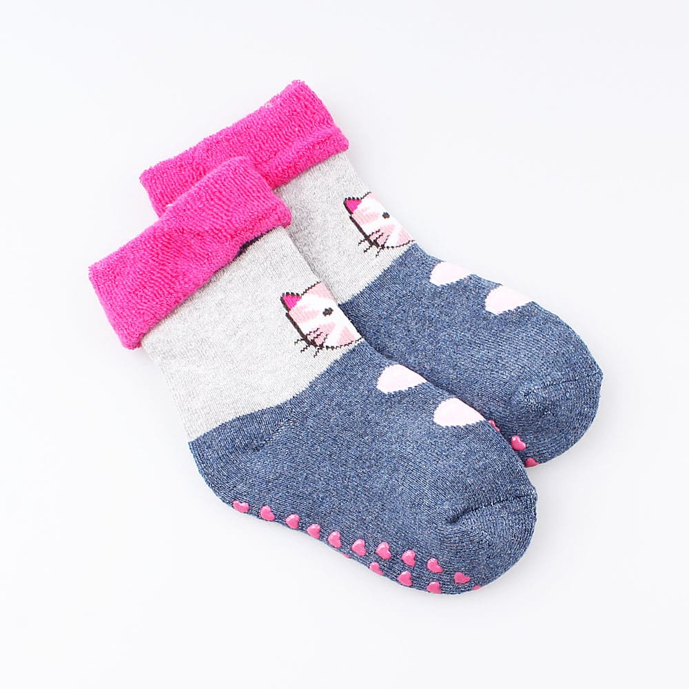 07842353-40 Носки детские с тормозами махровые синий Котик, все фото 1