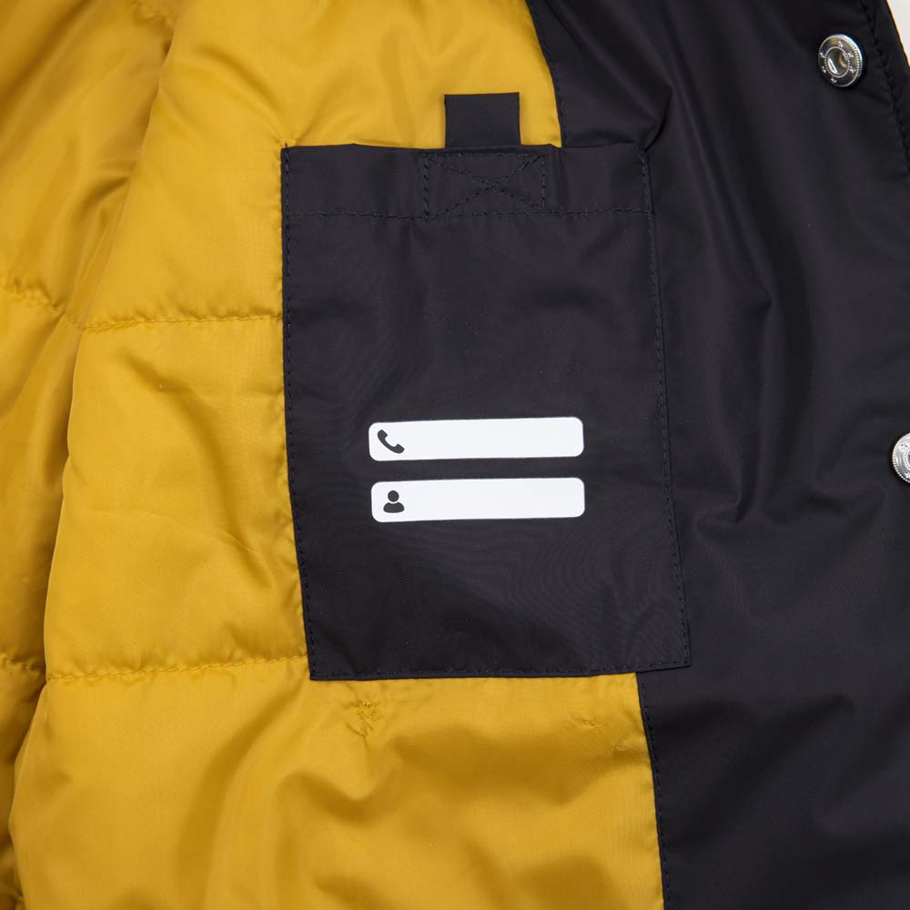 07757053-41 Куртка бомбер для мальчика черный-бежевый, все фото 5