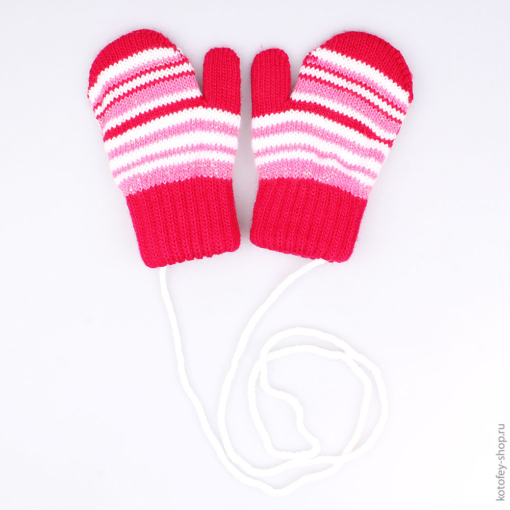 07821076-00 Варежки двойные красно-розовые, все фото 1