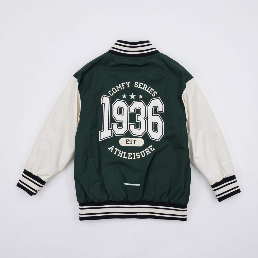 07757053-44 Куртка-бомбер для мальчика зеленый-бежевый, все фото 2