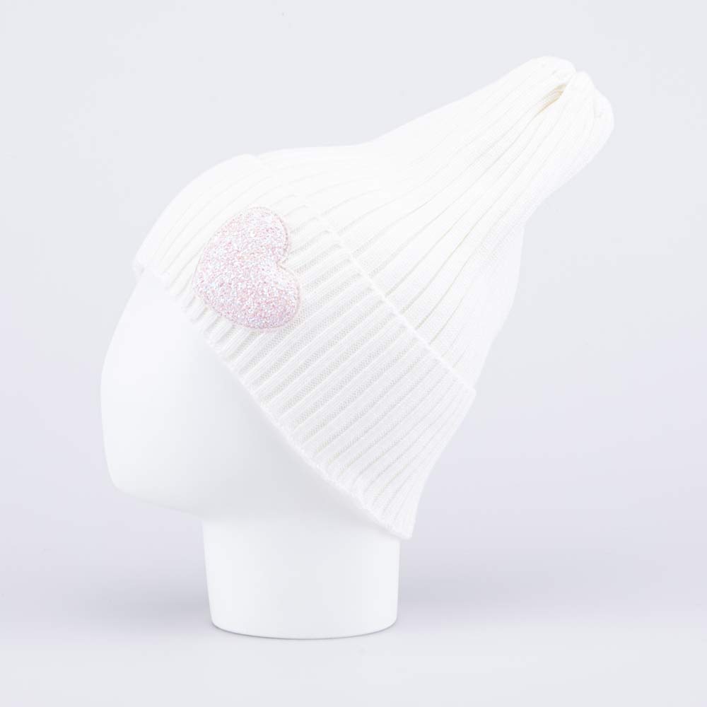 07811616-40 Шапка вязаная с подворотом беж-белая, все фото 2