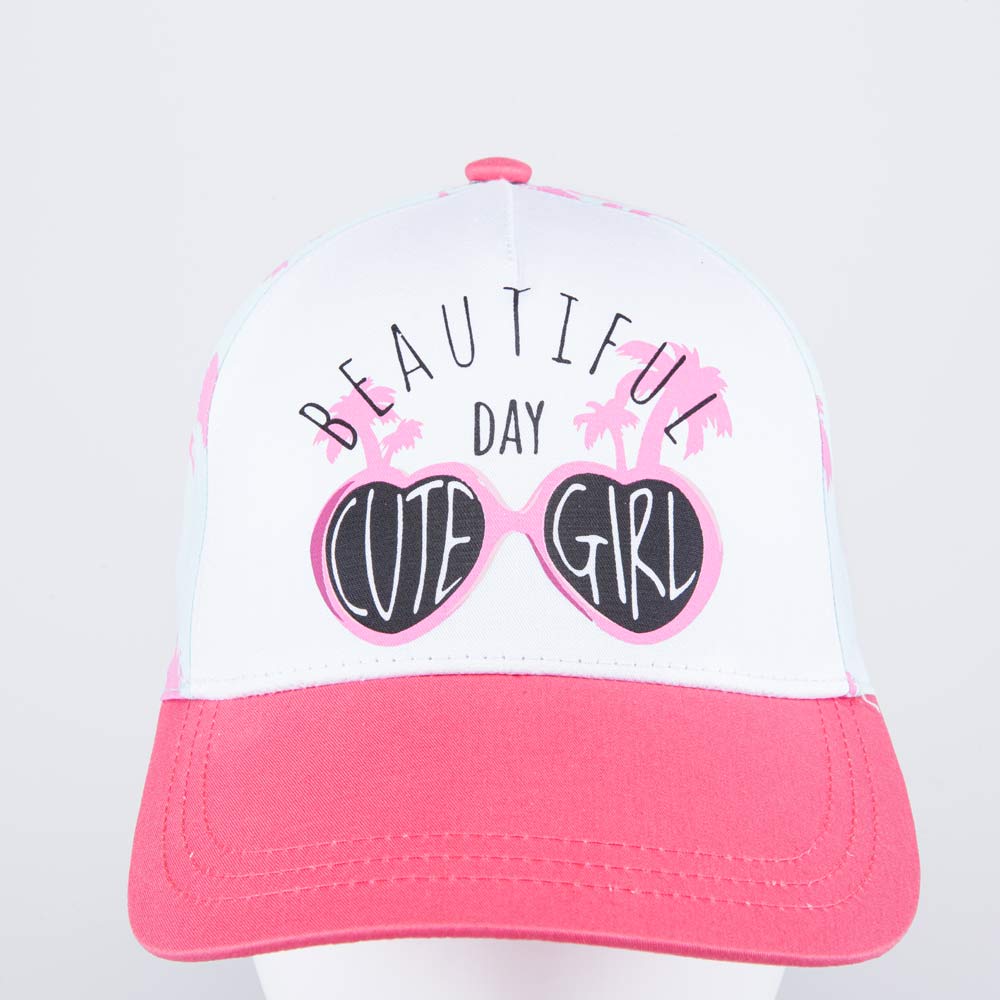 07809009-40 Кепка-бейсболка Пальмы белый-розовый, все фото 3