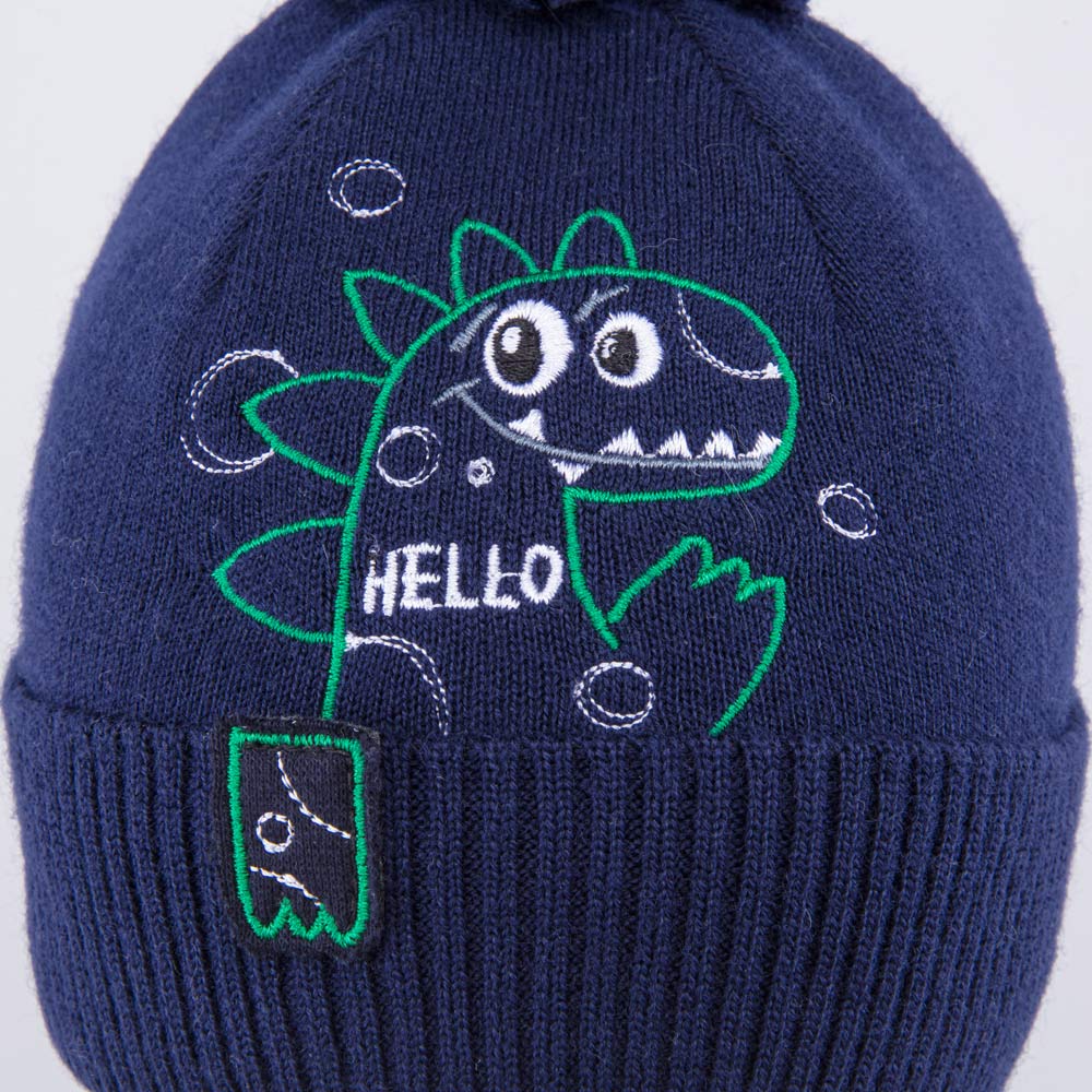 07711980-40 Детская шерстяная шапка на заязках темно-синий, все фото 4