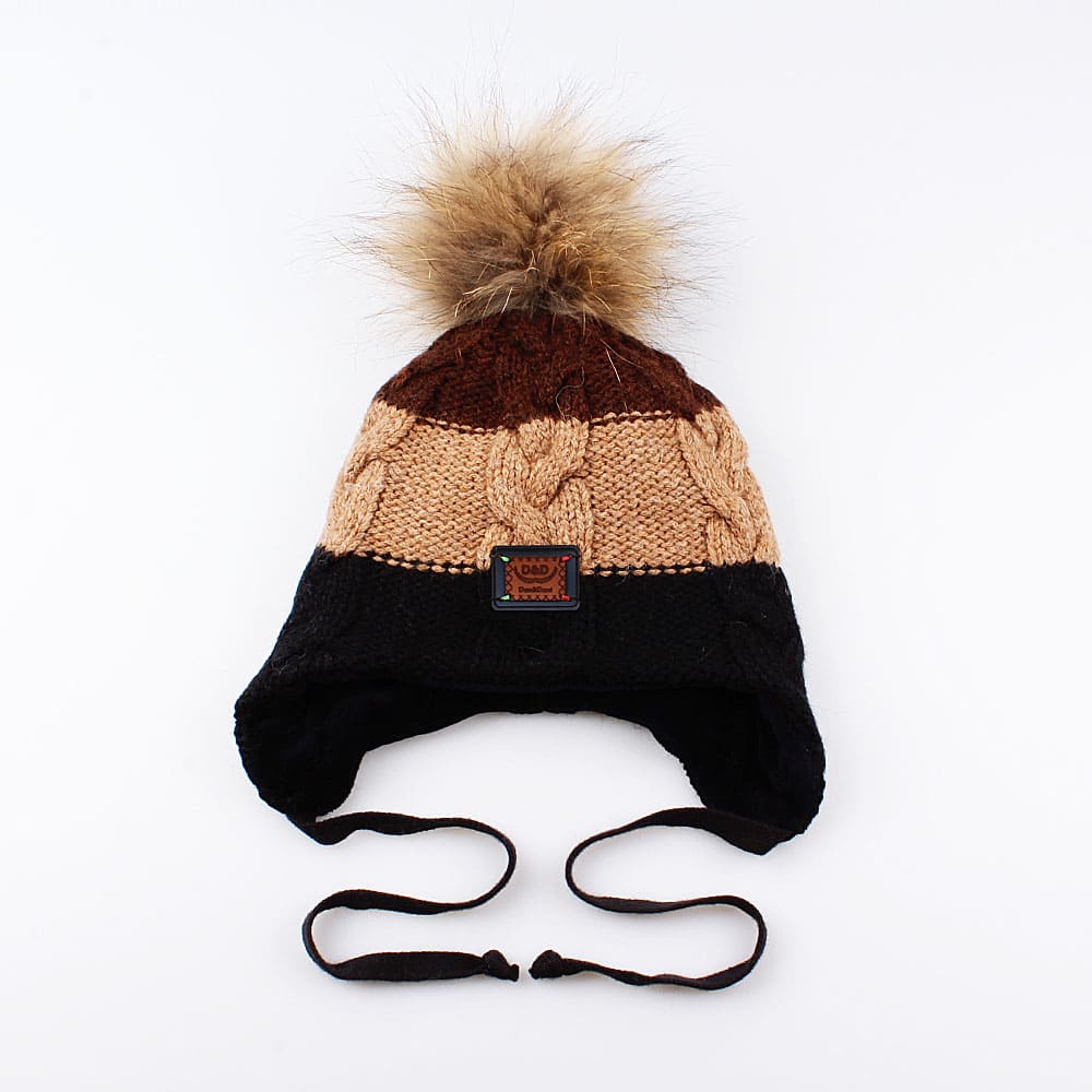 41891D-98 Шапка для мальчика шерстяная коричневая, все фото 2