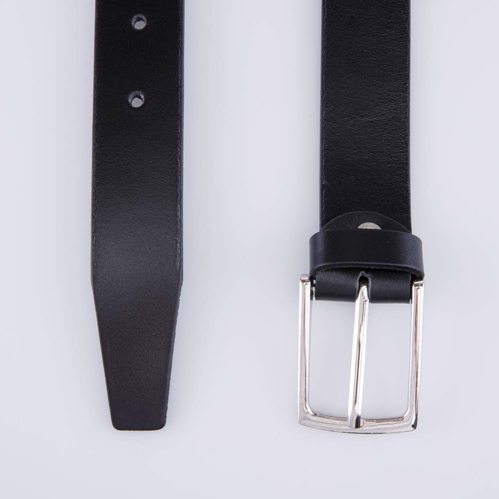 03704028-30 Гладкий кожаный черный ремень, все фото 3