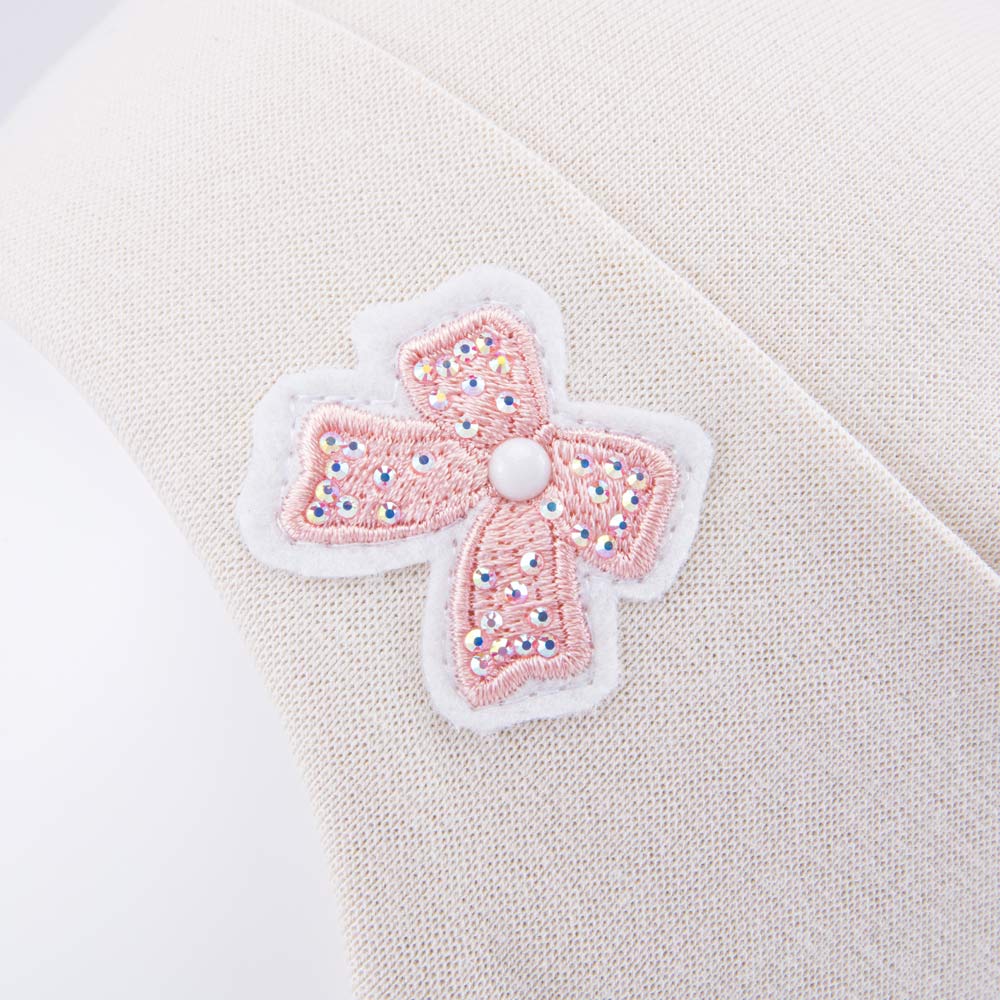 07811438-40 Детская хлопковая шапка на завязках светло-бежевый, все фото 4