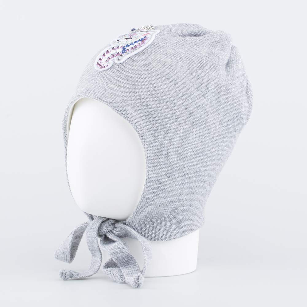 07811663-40 Тонкая шапка на весну/осень Единорог серебристый, все фото 1