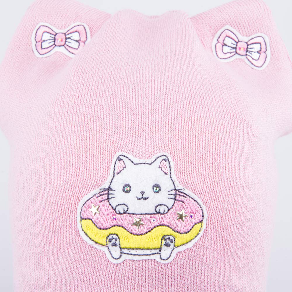 07811927-40 Шапка на завязках Кот-пончик розовый, все фото 3