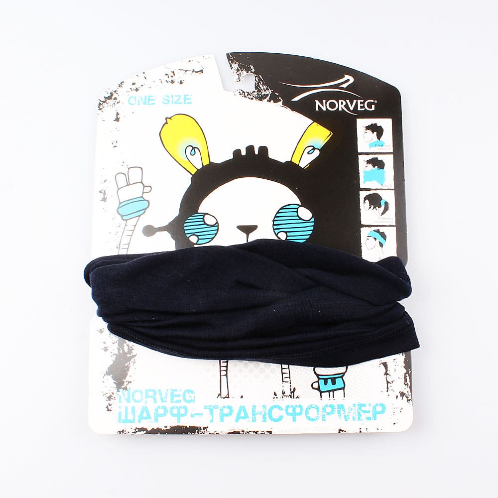 7WBURU-013 Шарф-трансформер тонкий, синий, все фото 3