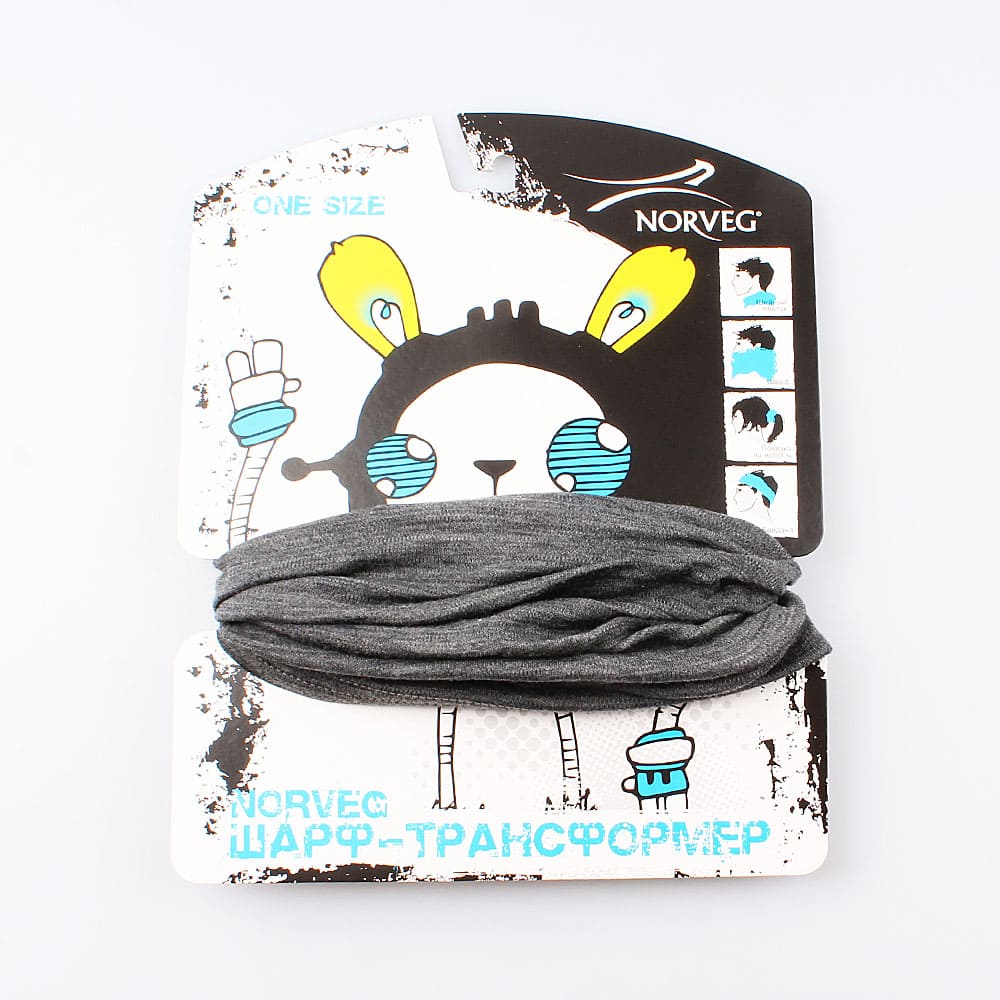 7WBURU-014 Шарф-трансформер тонкий, серый, все фото 3