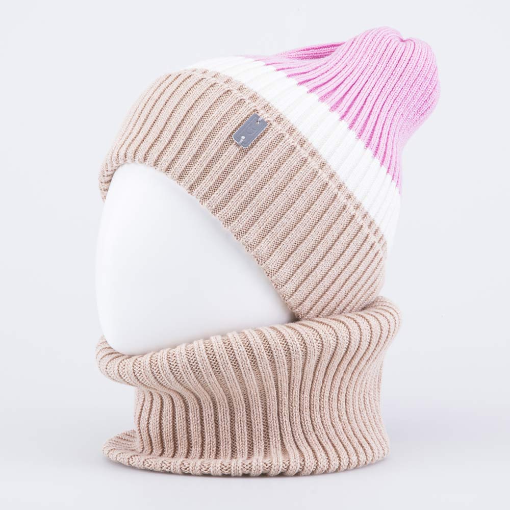 07811946-40 Шапка и снуд бежевый, все фото 1