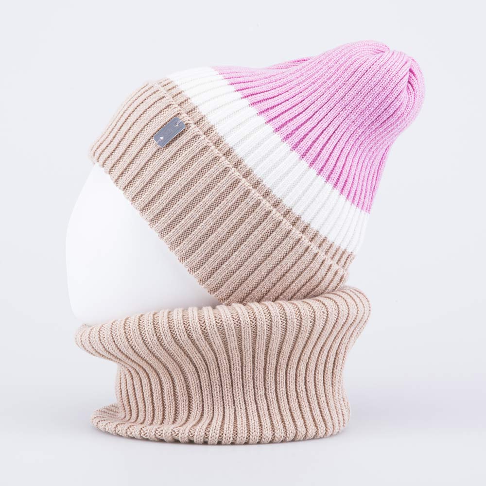 07811946-40 Шапка и снуд бежевый, все фото 2