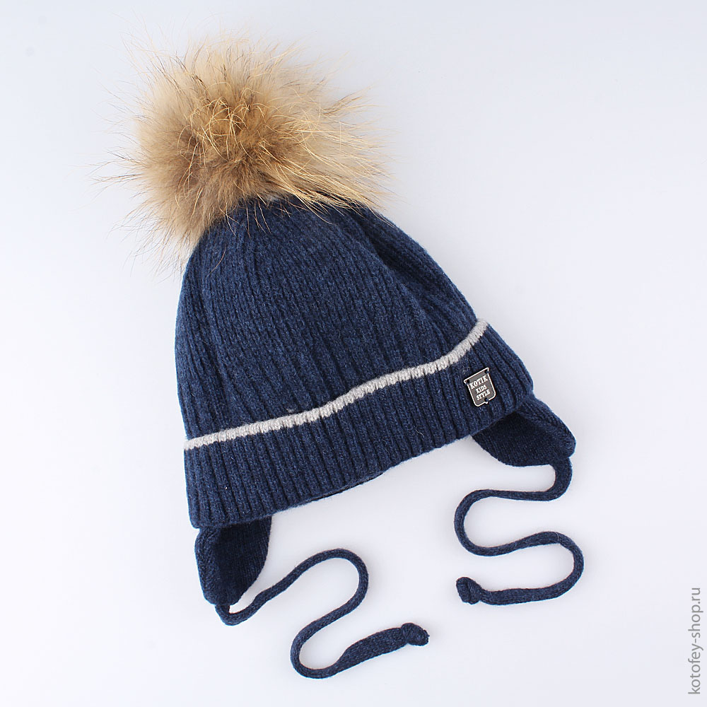 07711091-40 Шапка зимняя 80% шерсти темно-синяя, все фото 1