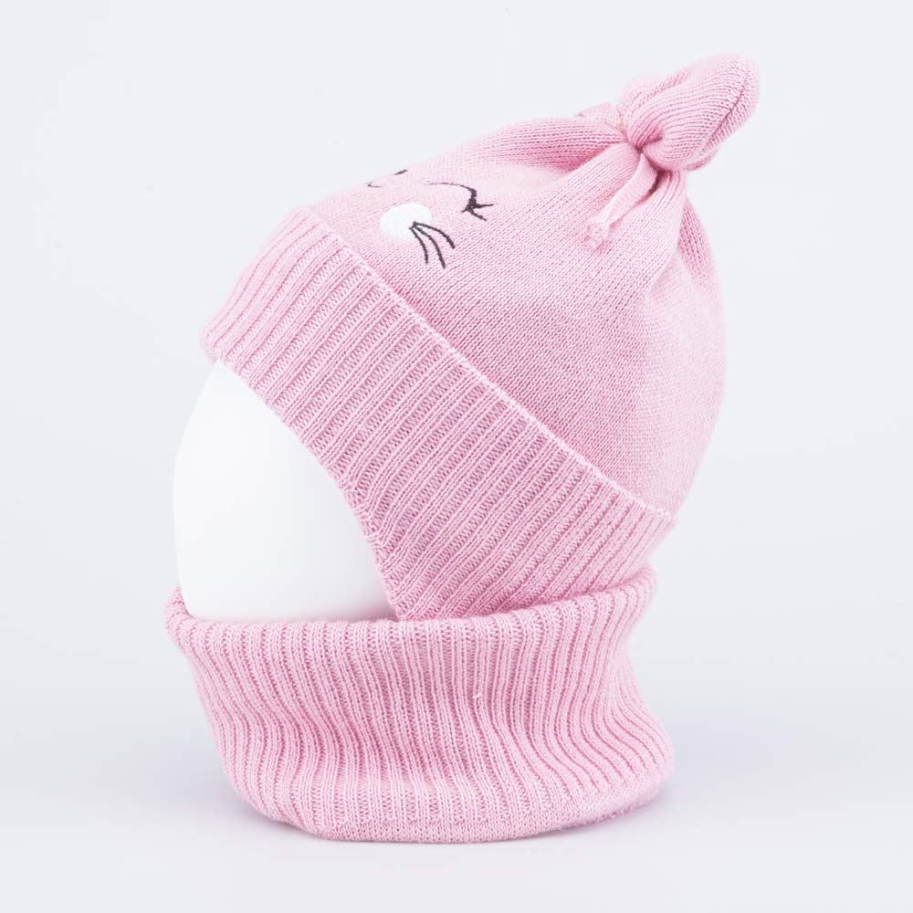 07811945-40 Комплект детский шапка+снуд розовый, все фото 2