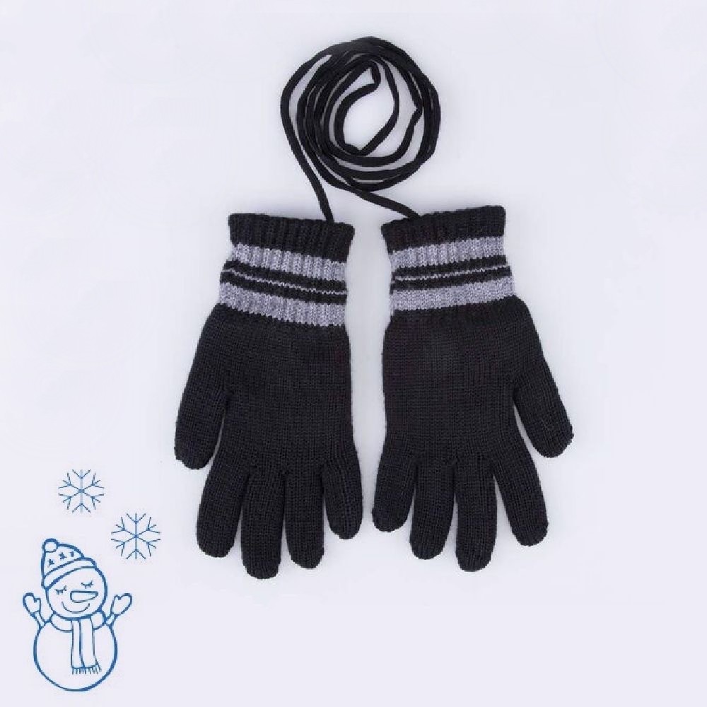 07722228-40 Теплые перчатки из шерсти мериноса Полоски черный, все фото 1