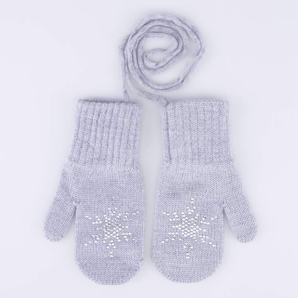 07822209-40 Варежки двухслойные со стразами Снежинка светло-серый, все фото 1