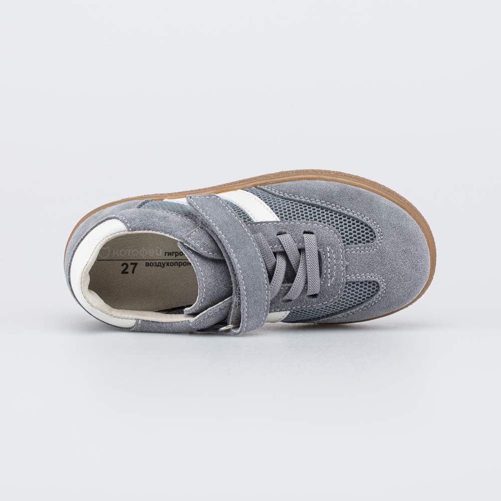 434023-72 Кожаные кеды для мальчика Серый велюр, все фото 4