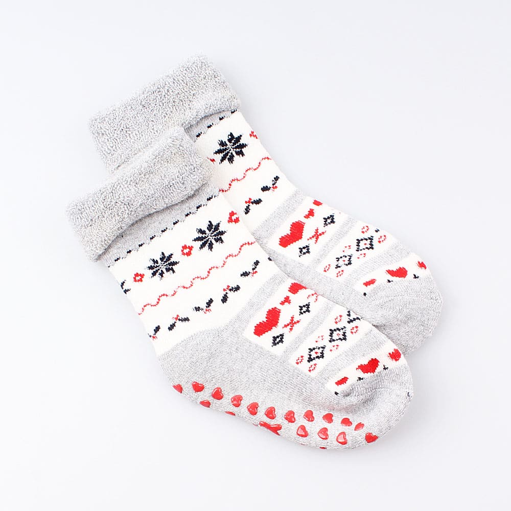 07842353-40 Носки детские с тормозами махровые серые Снежинки, все фото 1