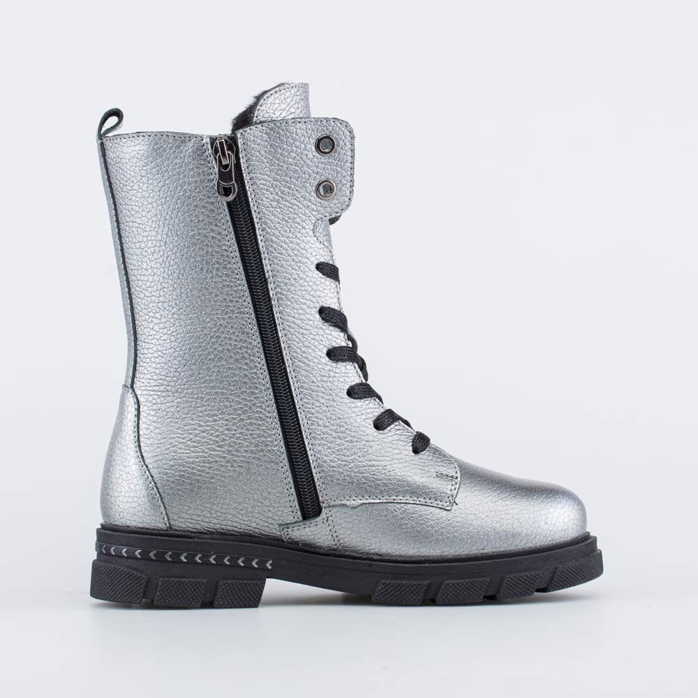 652195-41 Серебристые высокие ботинки для девочки , все фото 2