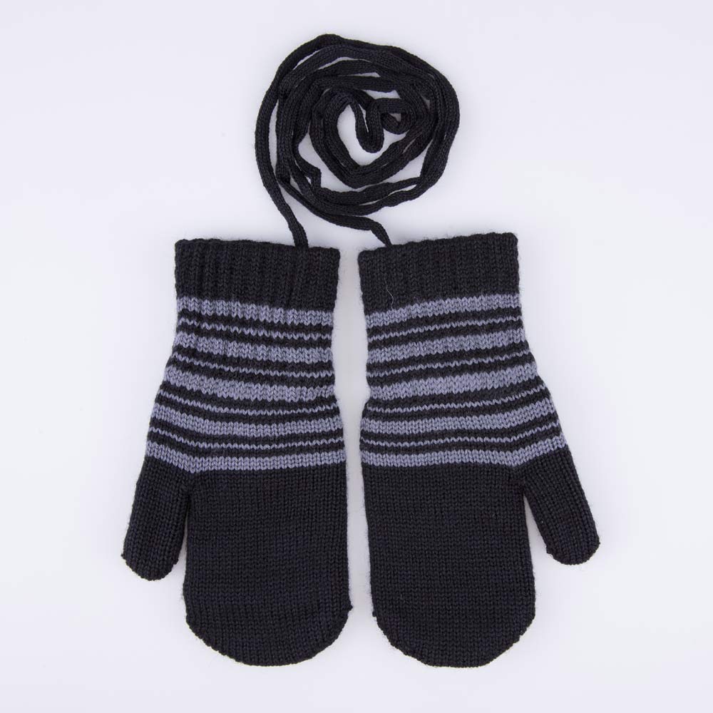 07721231-40 Теплые варежки из шерсти мериноса Полоски черный, все фото 1