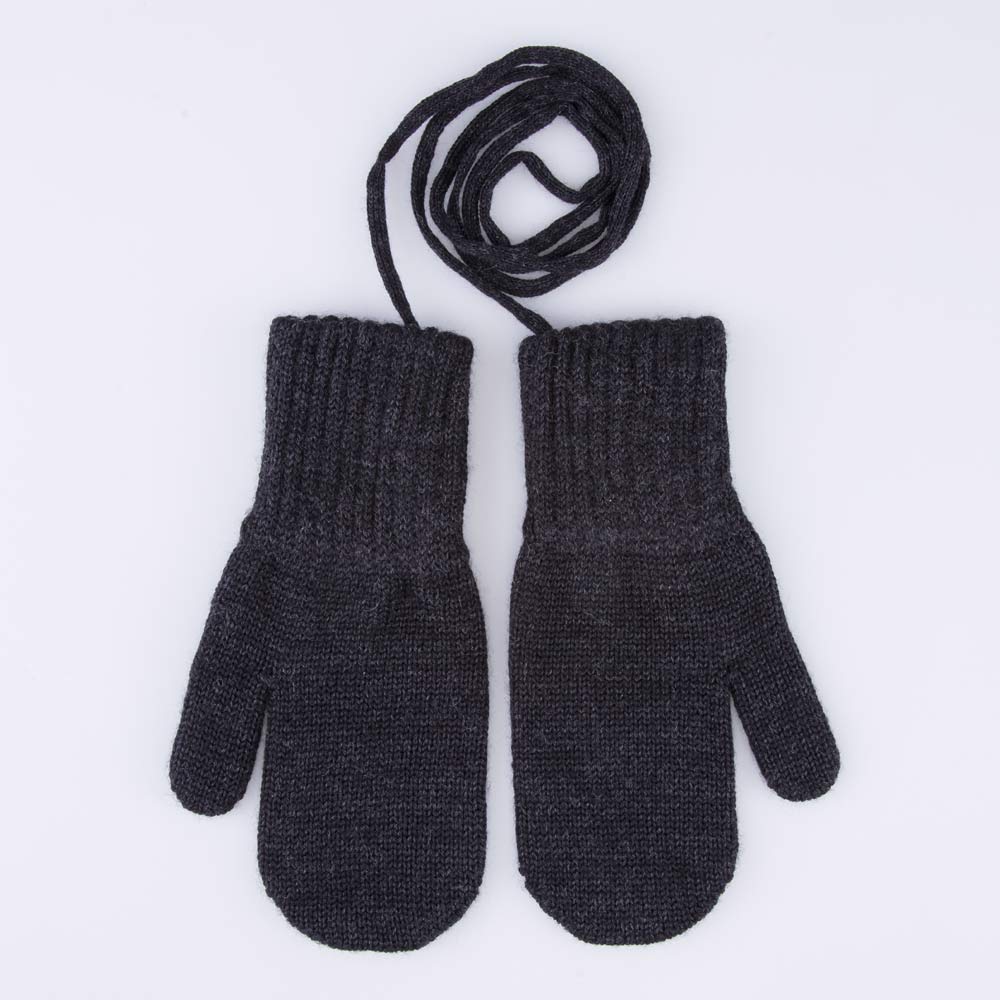 07721197-40 Варежки двухслойные из шерсти мериноса темно-серый, все фото 1