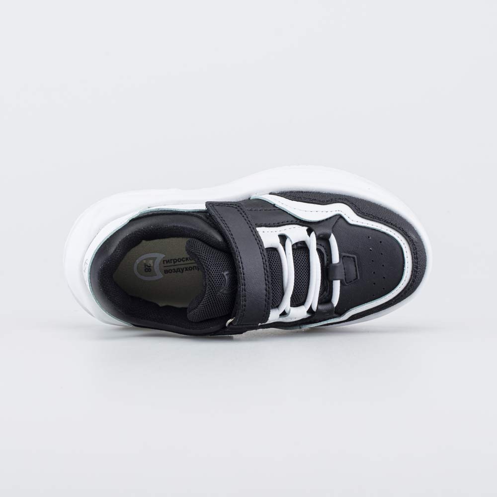 344521-72 Черные кожаные кроссовки на липучке, все фото 4