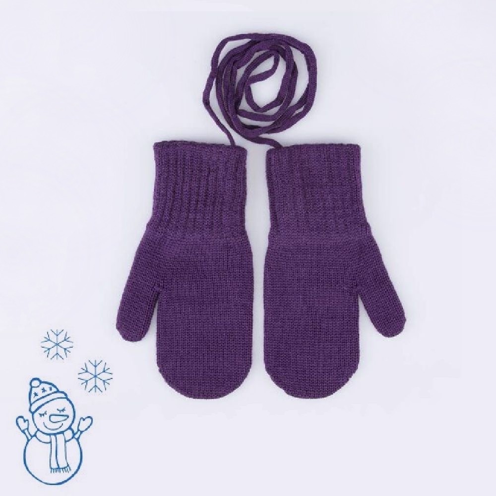 07821203-40 Варежки двухслойные из шерсти мериноса фиолетовый, все фото 1