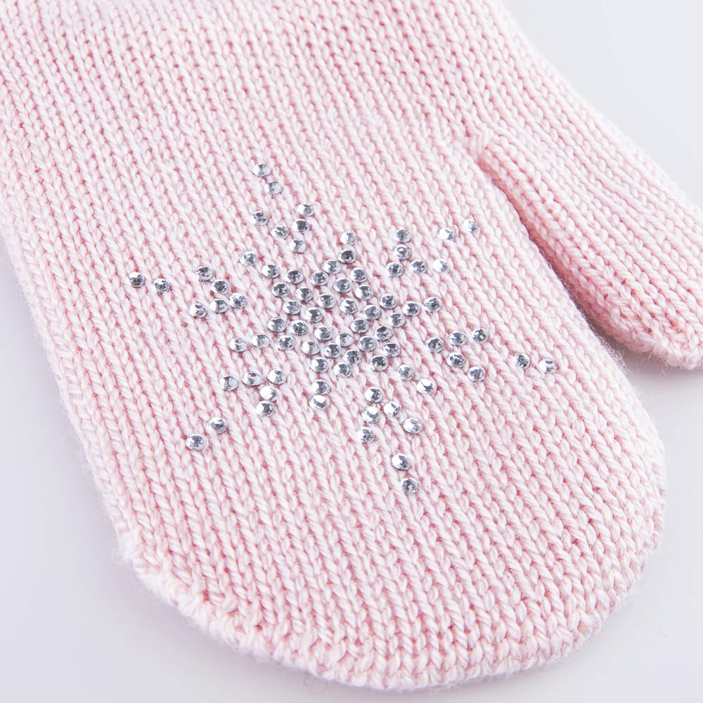 07822206-40 Теплые варежки из шерсти мериноса Снежинка розовый, все фото 3