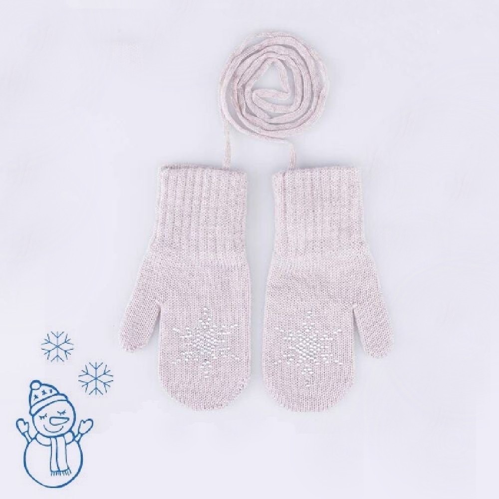 07822207-40 Варежки двухслойные со стразами Снежинка бежевый, все фото 1