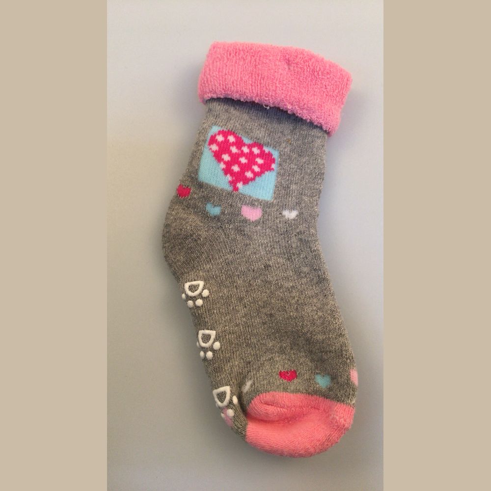 07842353-40 Носки детские с тормозами махровые Сердце серый, все фото 1