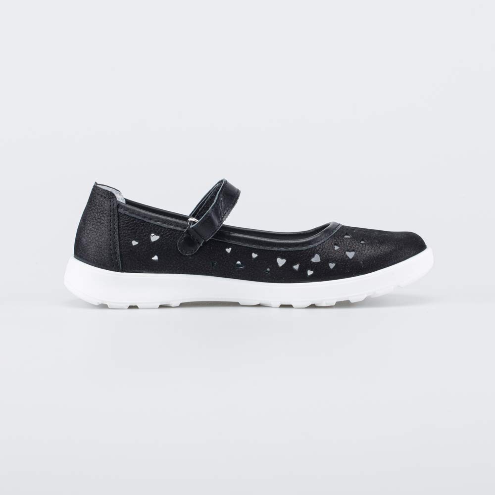 432167-22 Черные школьные туфли-балетки Сердечки , все фото 2