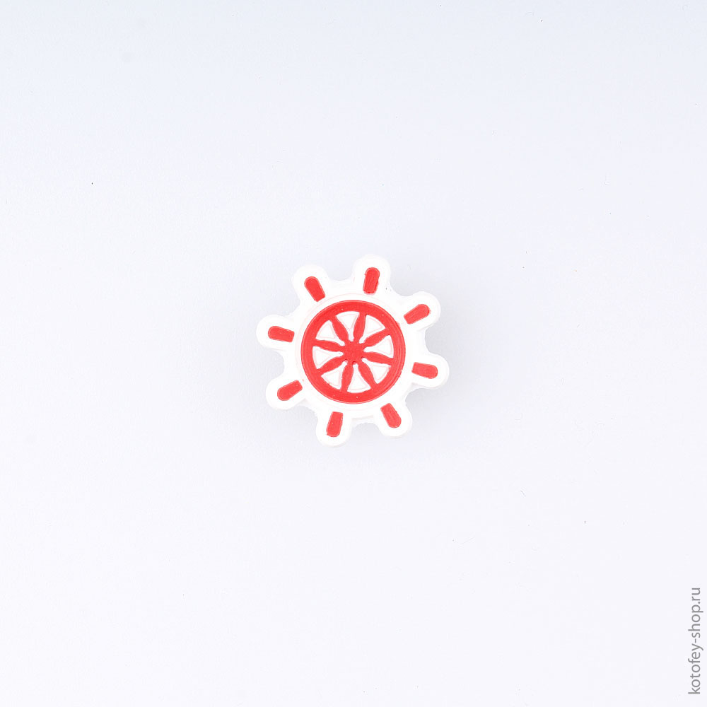 03014002-40 Украшение для обуви Штурвал красный, все фото 1