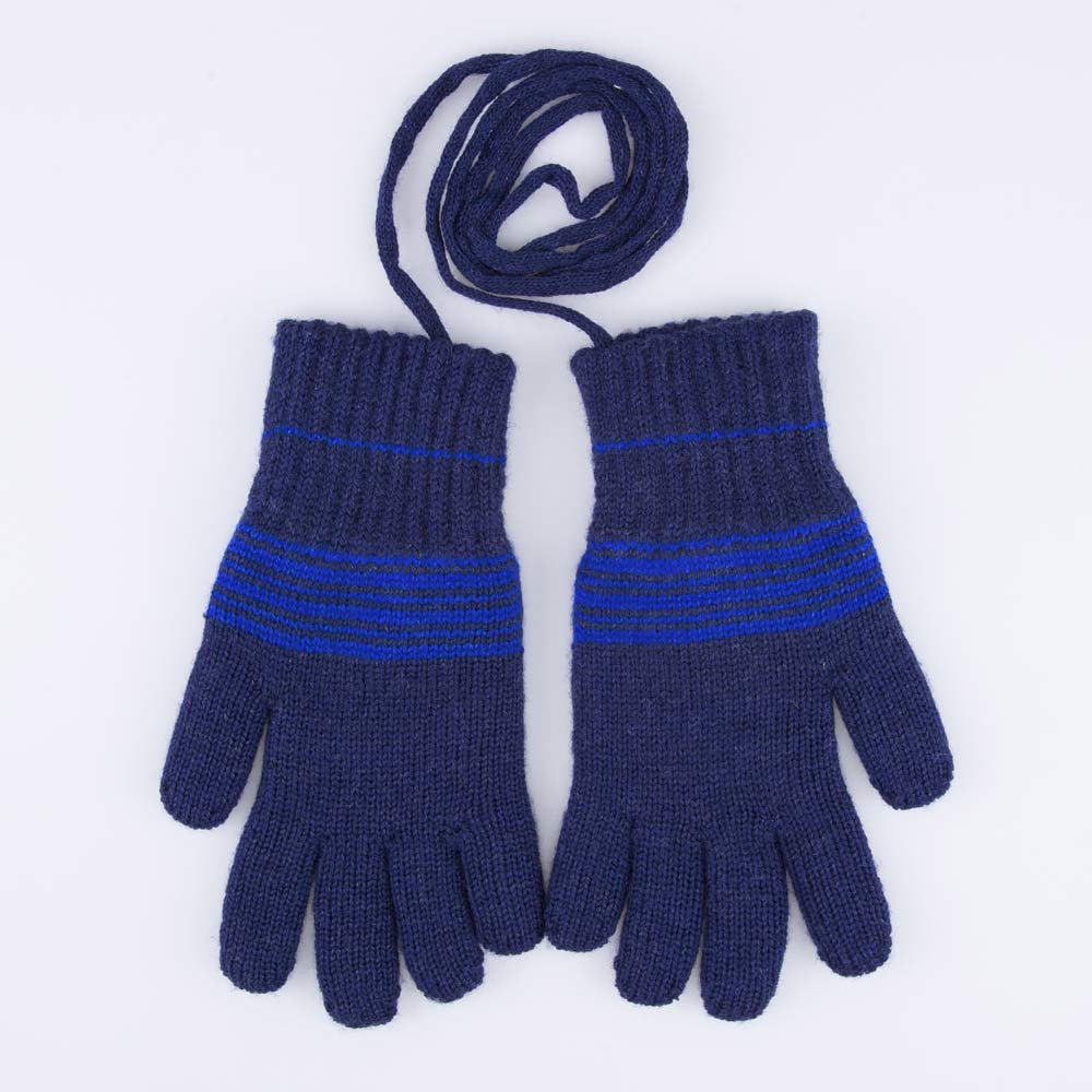 07722248-40 Перчатки из шерсти мериноса синий в голубую полоску, все фото 1