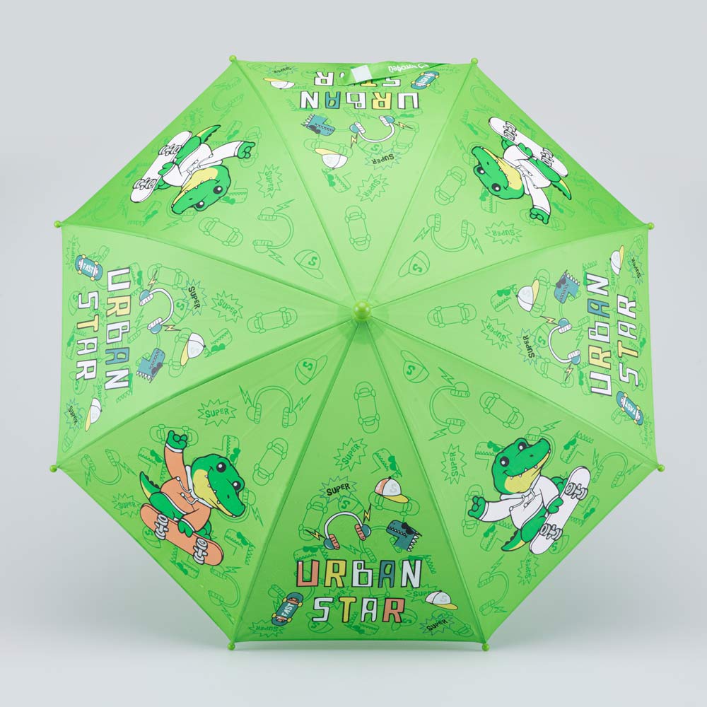 03707209-40 Зеленый зонт с гидрохромным принтом Крокодил-скейтер, все фото 2