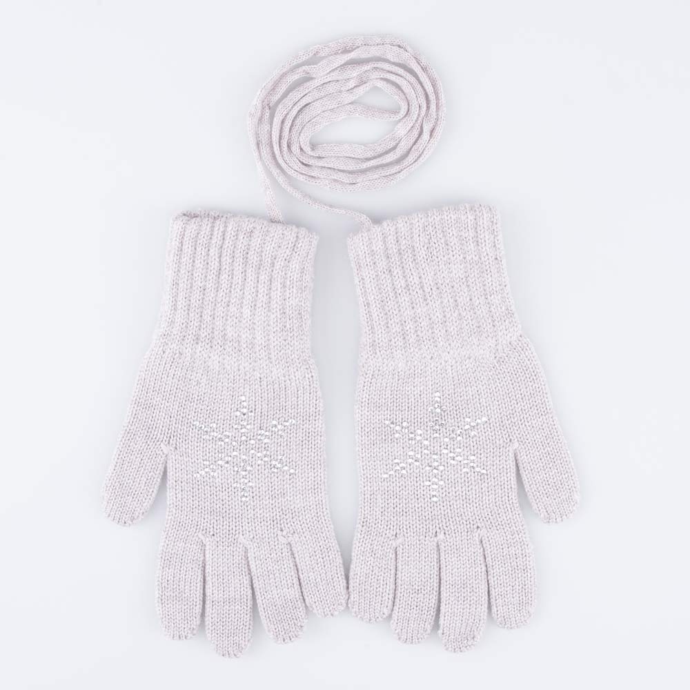 07821241-41 Перчатки детские однослойные Снежинка бежевый, все фото 1