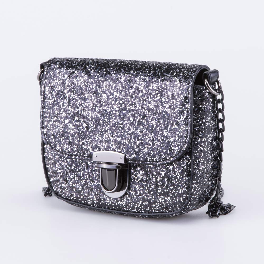 02802381-40 Блестящая детская сумка для девочки черный, все фото 2