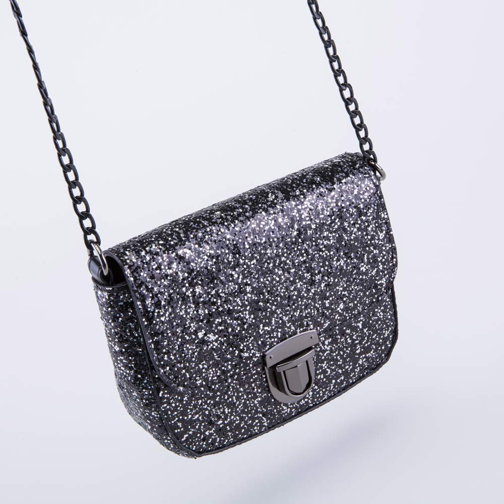 02802381-40 Блестящая детская сумка для девочки черный, все фото 5