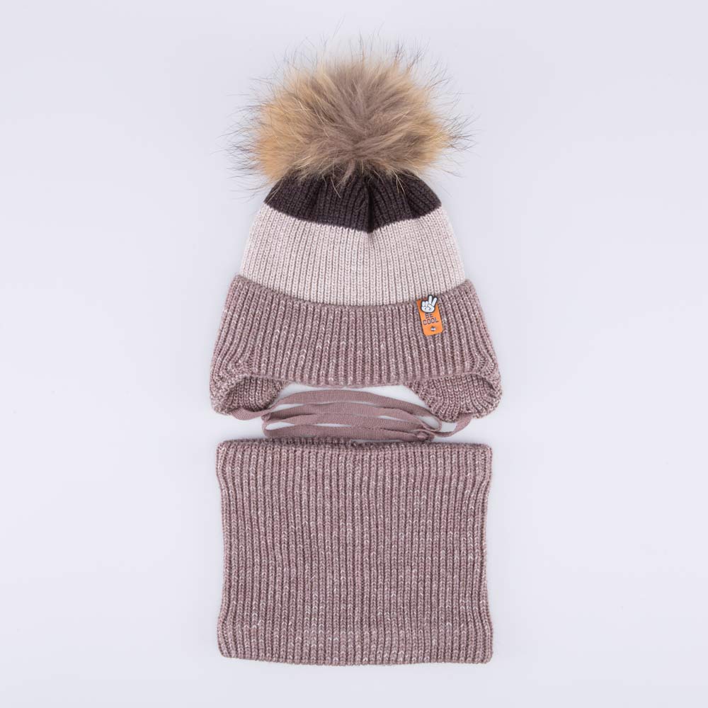 07704013-40 Зимний шерстяной комплект шапка на завязках + снуд, все фото 1