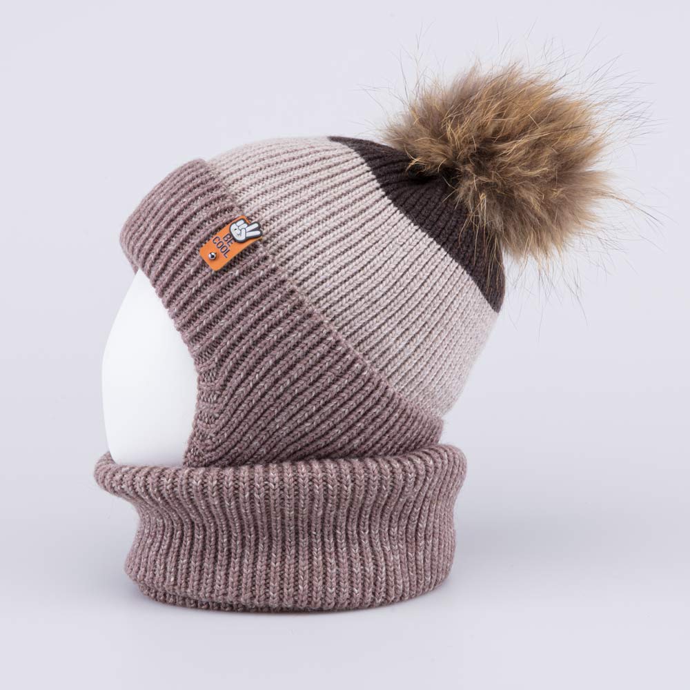 07704013-40 Зимний шерстяной комплект шапка на завязках + снуд, все фото 3