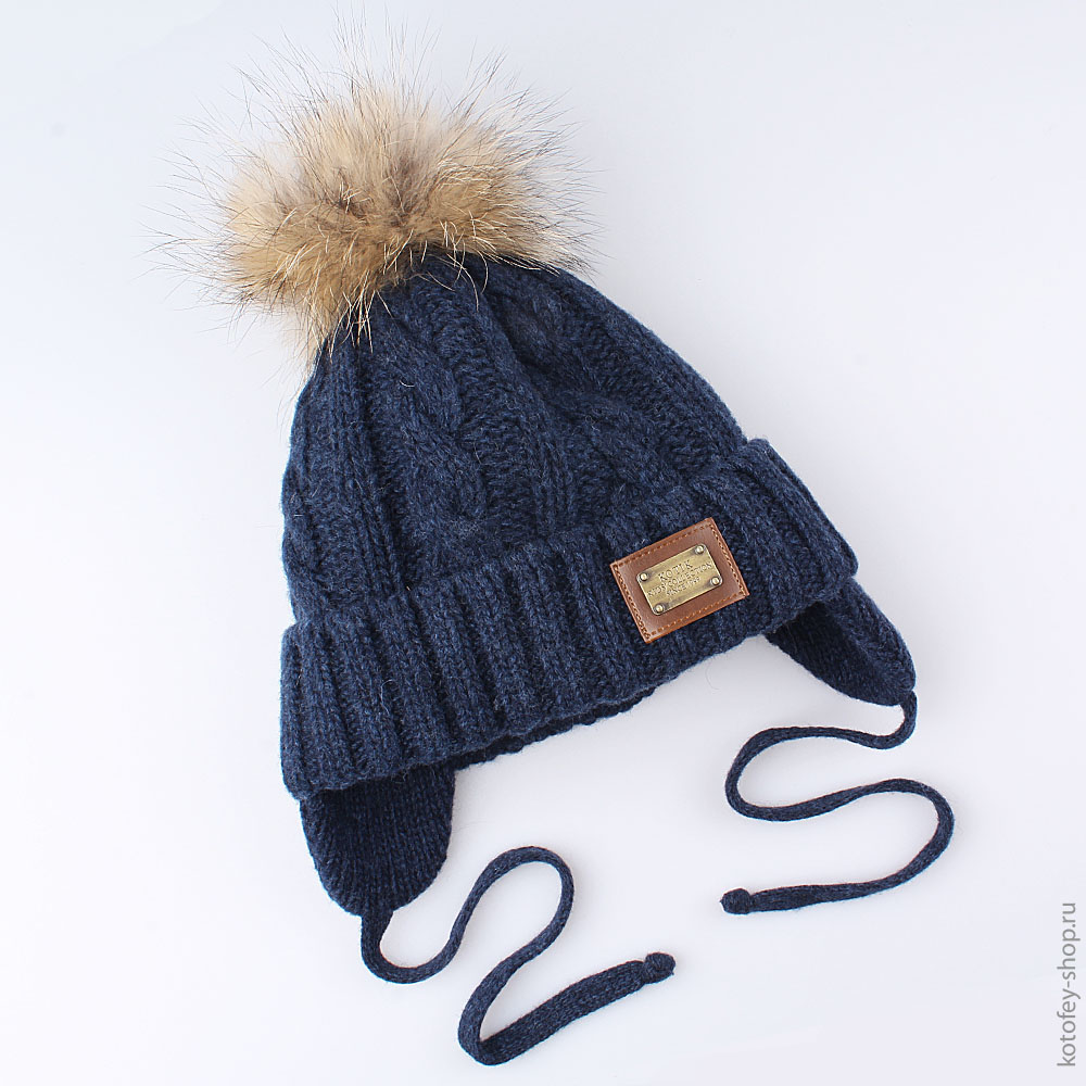 07711098-40 Шапка зимняя 80% шерсти темно-синяя, все фото 1
