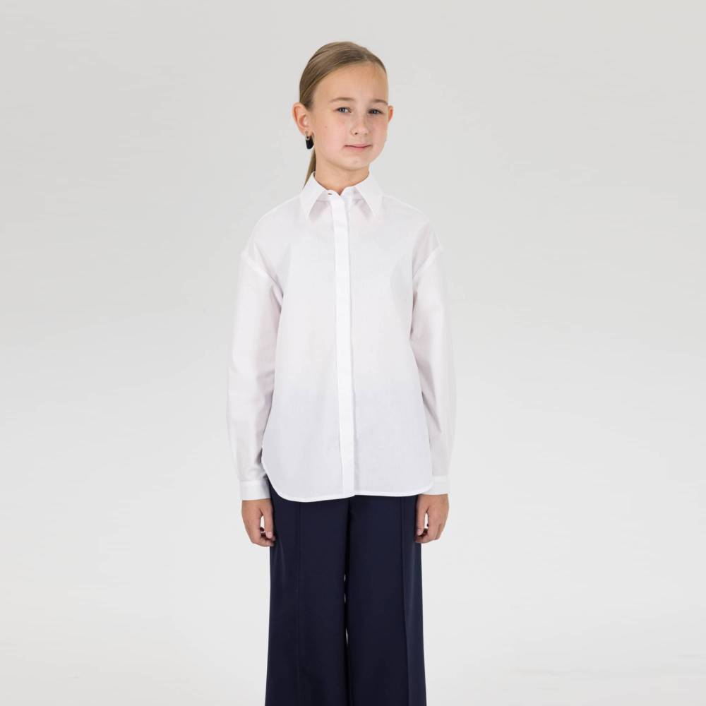 07803002-60 Белая блузка-рубашка для девочки, все фото 3