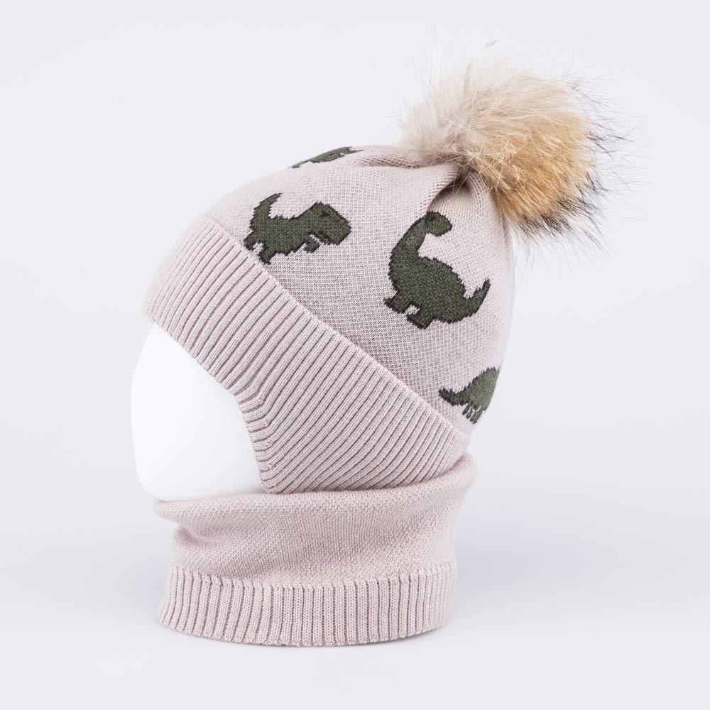 07704014-40 Зимний шерстяной комплект шапка + снуд для мальчика, все фото 3