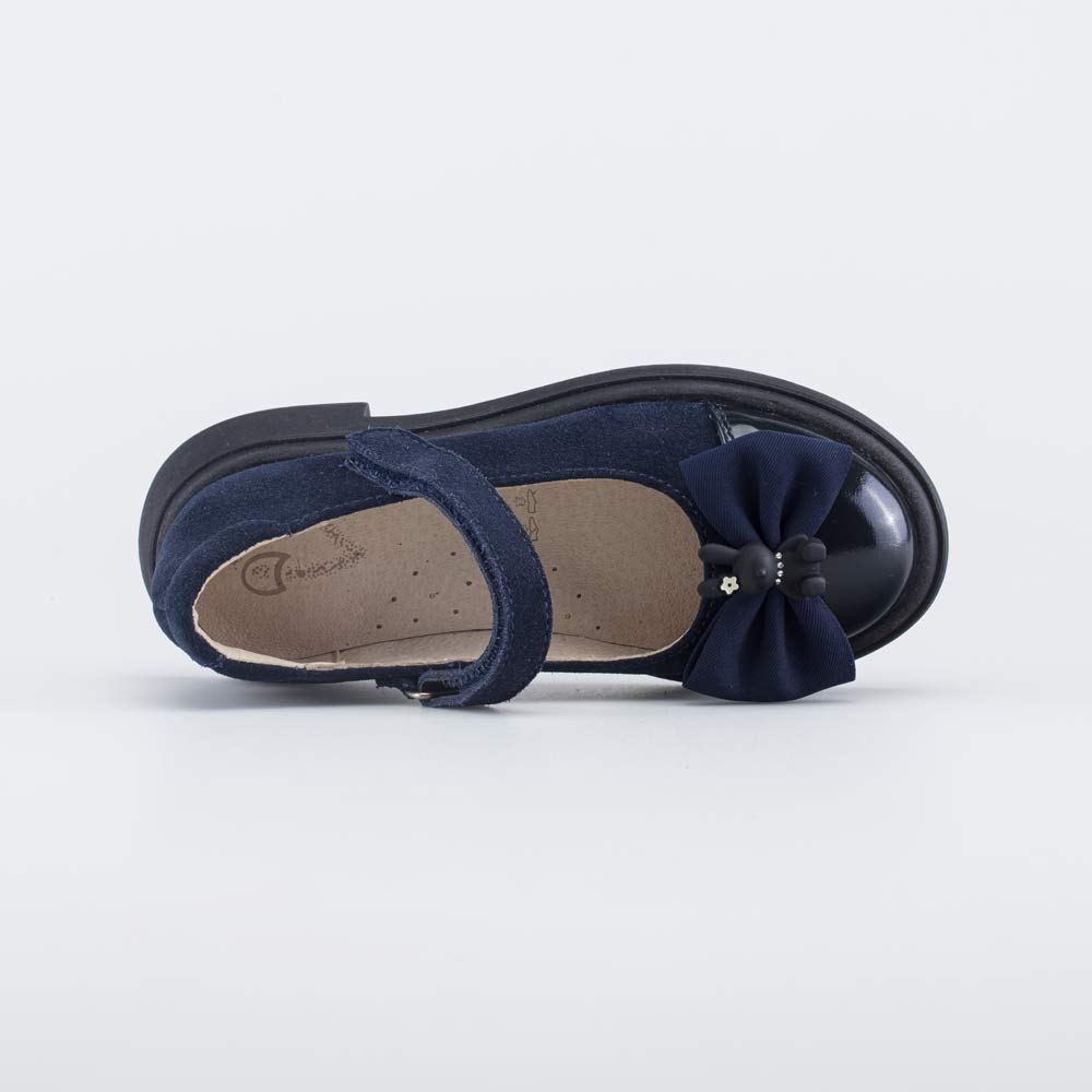 532352-22 Кожаные туфли для девочки Бант темно-синий, все фото 4