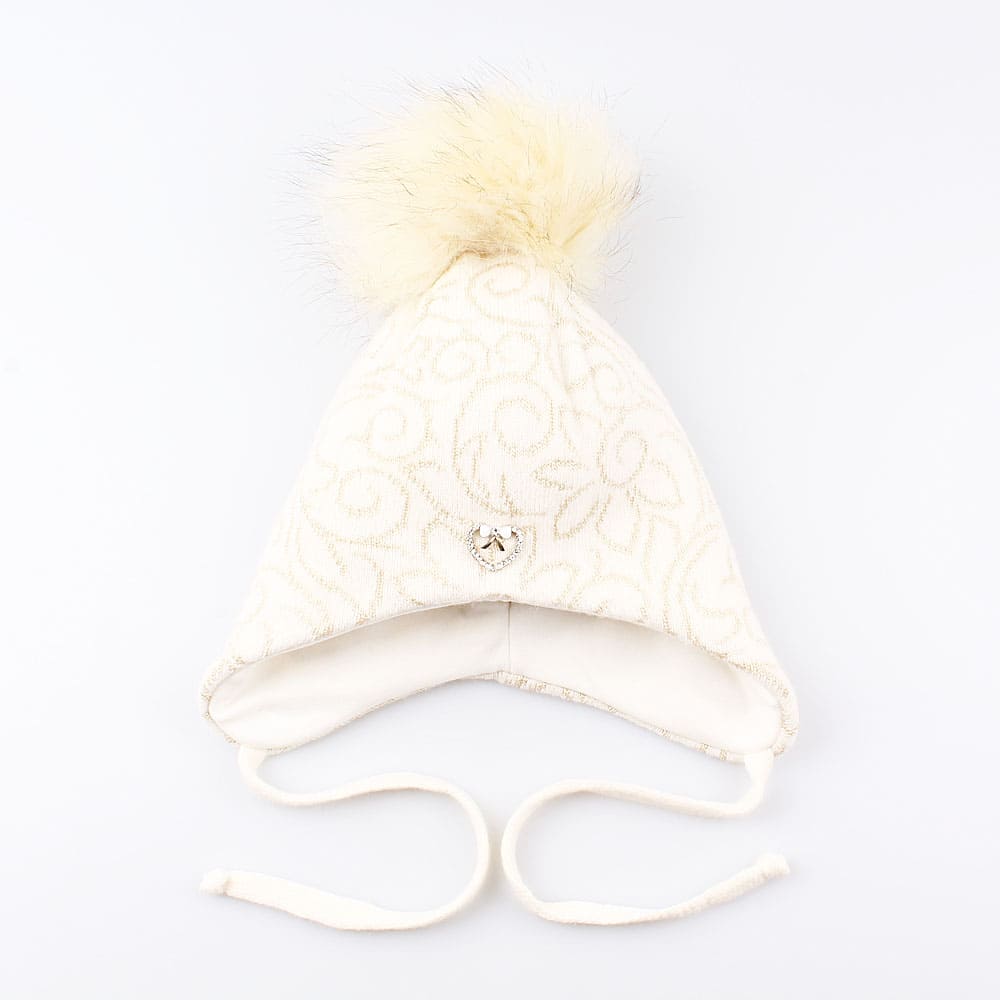 07811147-40 Теплая шапка для девочки, бежевая, все фото 1